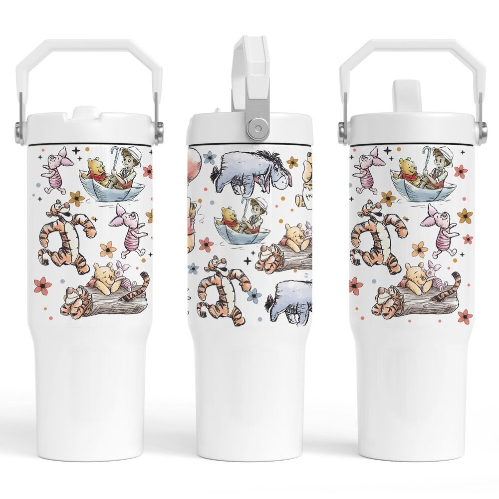 Disney Winnie the Pooh Tiger Piglet Eeyoredonkey 30oz Tumbler Flip Straw Birthda - Picture 7 of 7